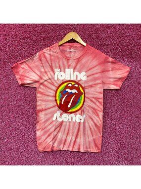 The Rolling Stones Hot Lips Red Tie Dye Tshirt size Small